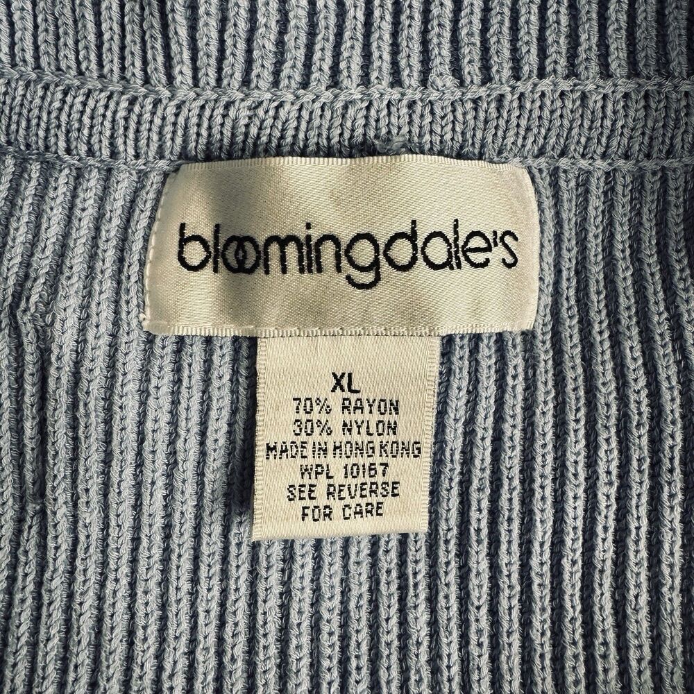 Bloomingdales Reverse Button Cardigan Sweater XL Sunflower Blue Pockets Womens - Picture 3 of 9